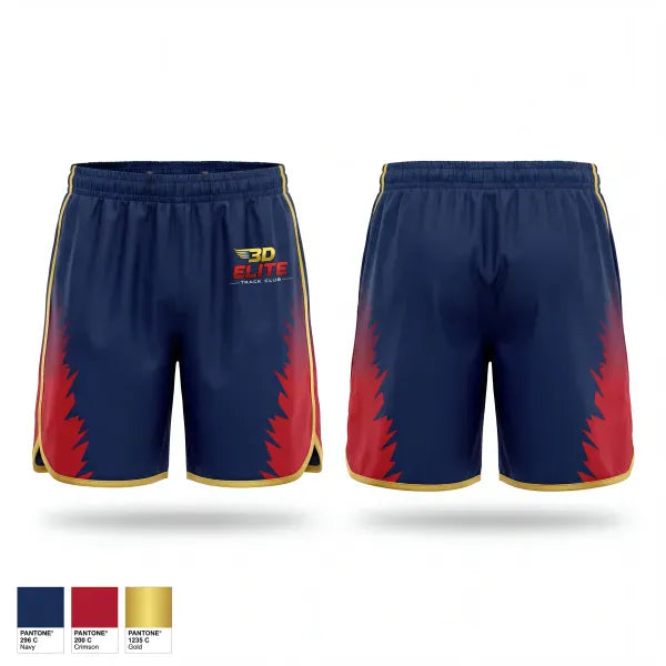 Track Shorts, 3D Elite Track Club, Track & Field, Teamtime, Team time, sublimation, custom sports apparel, team uniforms, spirit wear, spiritwear, sports uniforms, custom shirts, team store, custom team store, fundraiser sports, apparel fundraiser