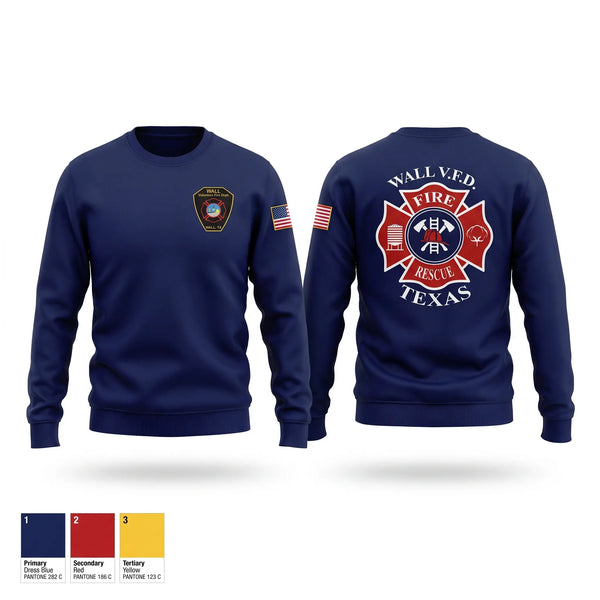 Crew Neck Sweatshirt, Wall Volunteer Fire Department, Fire Department, Teamtime, Team time, sublimation, custom sports apparel, team uniforms, spirit wear, spiritwear, sports uniforms, custom shirts, team store, custom team store, fundraiser sports, apparel fundraiser