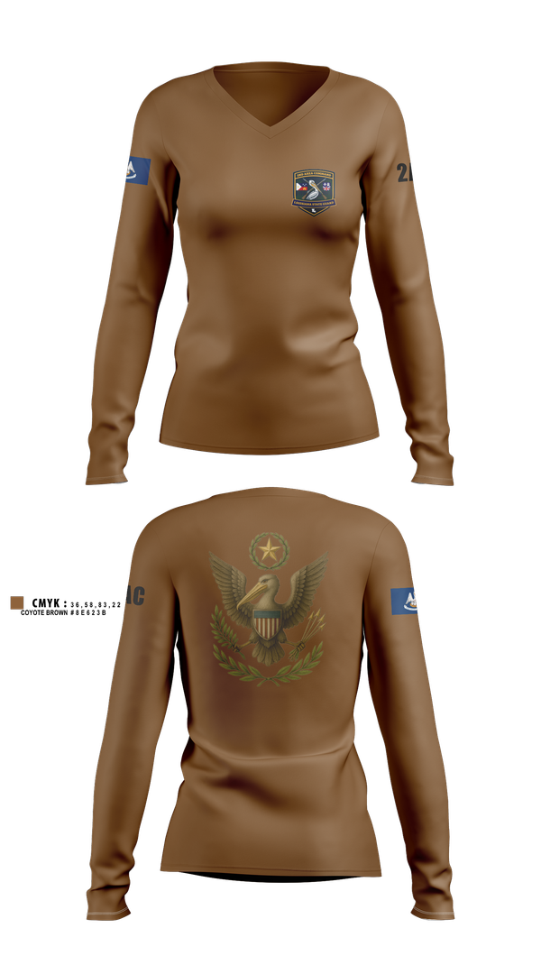 Womens Long Sleeve Vneck Shirt, 2nd Area Command (LASG), , Teamtime, Team time, sublimation, custom sports apparel, team uniforms, spirit wear, spiritwear, sports uniforms, custom shirts, team store, custom team store, fundraiser sports, apparel fundraiser
