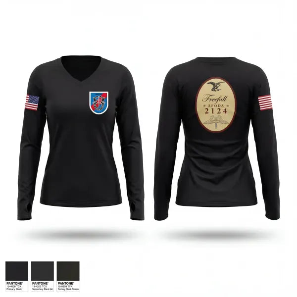 Womens Long Sleeve Vneck Shirt, ODA 2124, Army, Teamtime, Team time, sublimation, custom sports apparel, team uniforms, spirit wear, spiritwear, sports uniforms, custom shirts, team store, custom team store, fundraiser sports, apparel fundraiser
