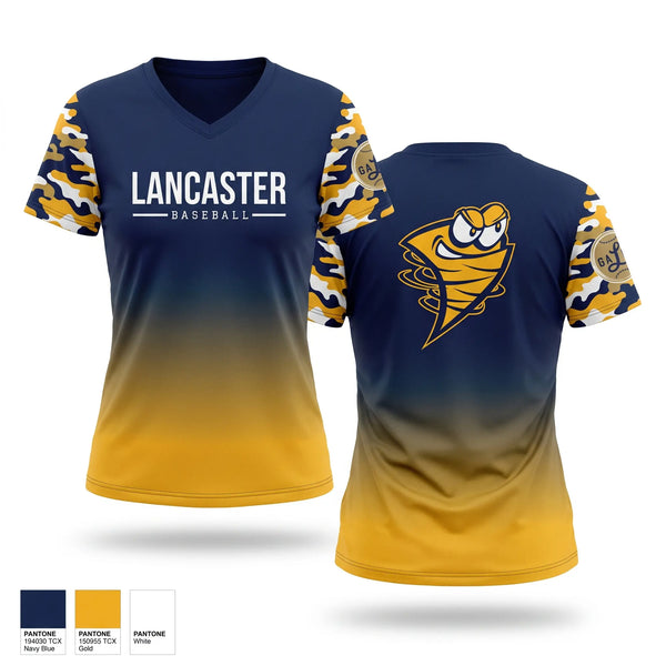 Womens Short Sleeve Vneck Shirt, Lancaster, Baseball, Teamtime, Team time, sublimation, custom sports apparel, team uniforms, spirit wear, spiritwear, sports uniforms, custom shirts, team store, custom team store, fundraiser sports, apparel fundraiser