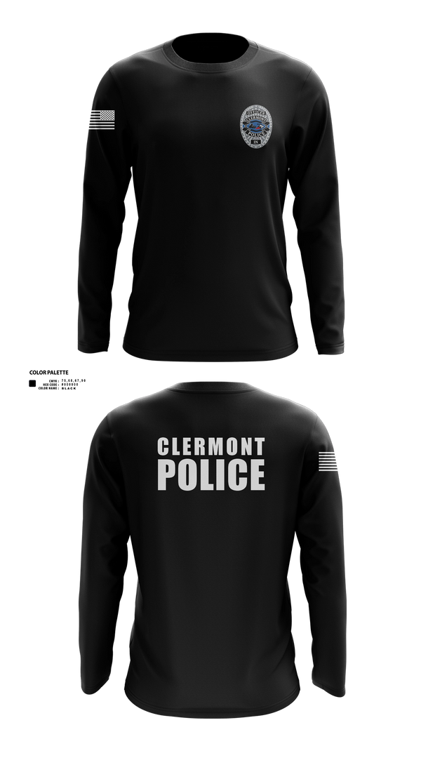 Long Sleeve Performance Shirt, Clermont PD, Police, Teamtime, Team time, sublimation, custom sports apparel, team uniforms, spirit wear, spiritwear, sports uniforms, custom shirts, team store, custom team store, fundraiser sports, apparel fundraiser