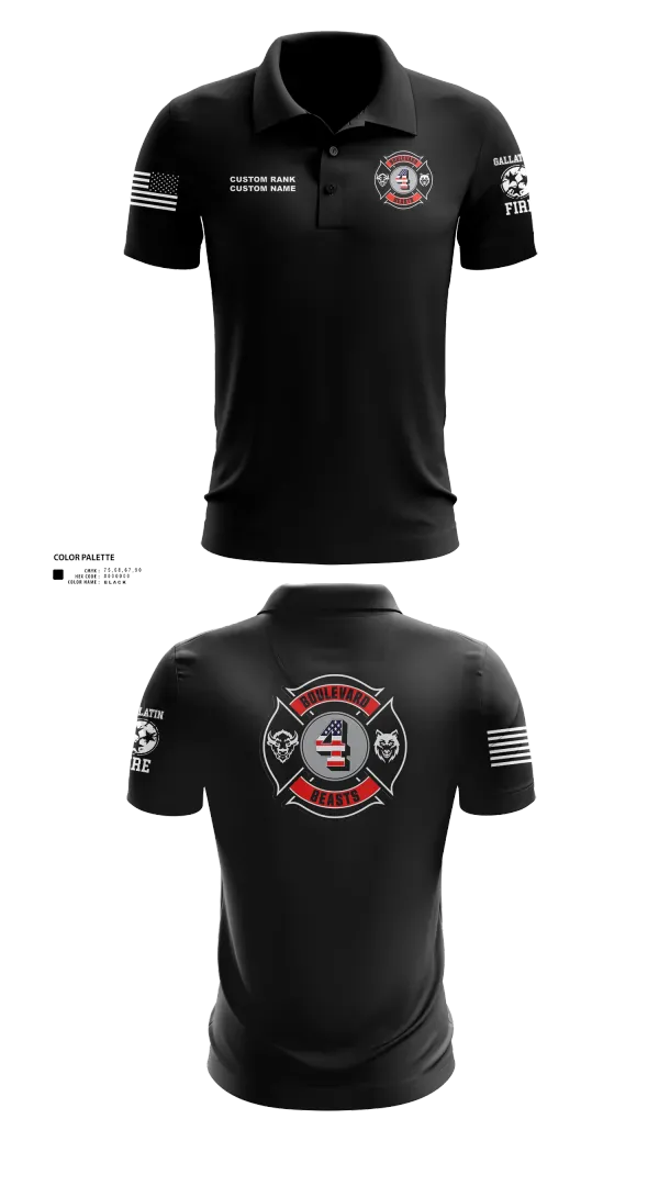 Short Sleeve Performance Polo, Gallatin Fire Department Station 4, Fire Department, Teamtime, Team time, sublimation, custom sports apparel, team uniforms, spirit wear, spiritwear, sports uniforms, custom shirts, team store, custom team store, fundraiser sports, apparel fundraiser