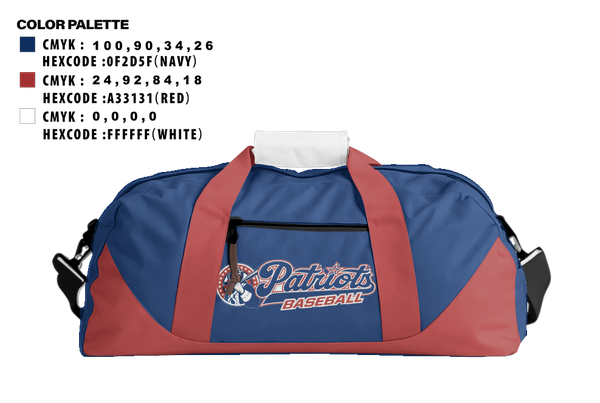 Duffle Bag, Lenape Valley Patriots, Baseball, Teamtime, Team time, sublimation, custom sports apparel, team uniforms, spirit wear, spiritwear, sports uniforms, custom shirts, team store, custom team store, fundraiser sports, apparel fundraiser