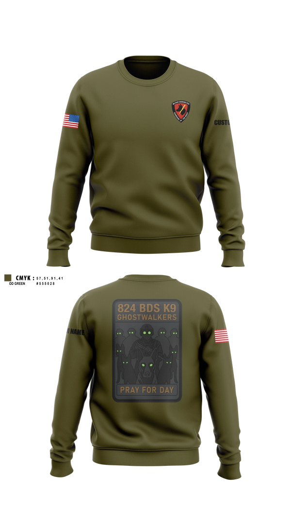 Crew Neck Sweatshirt, 824 Base Defense Squadron, Air Force, Teamtime, Team time, sublimation, custom sports apparel, team uniforms, spirit wear, spiritwear, sports uniforms, custom shirts, team store, custom team store, fundraiser sports, apparel fundraiser