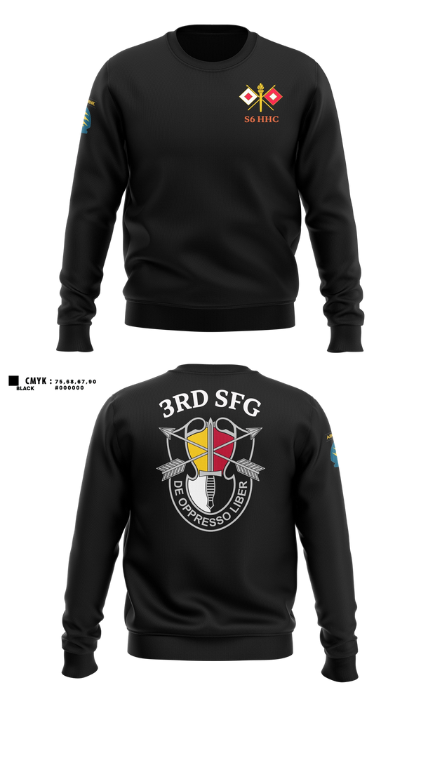 Crew Neck Sweatshirt, S6 HHC 3SFG(A), Army, Teamtime, Team time, sublimation, custom sports apparel, team uniforms, spirit wear, spiritwear, sports uniforms, custom shirts, team store, custom team store, fundraiser sports, apparel fundraiser