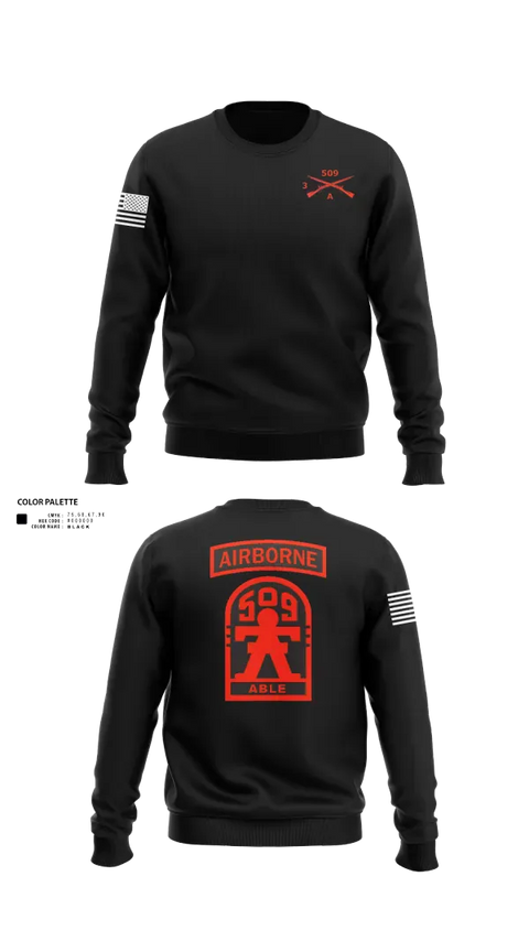 Crew Neck Sweatshirt, 3-509th Parachute Infantry BN Able Nation, , Teamtime, Team time, sublimation, custom sports apparel, team uniforms, spirit wear, spiritwear, sports uniforms, custom shirts, team store, custom team store, fundraiser sports, apparel fundraiser