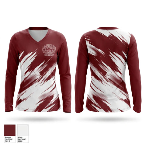 Womens Long Sleeve Vneck Shirt, Aquinas Li'l Irish Boxing, Spirit Store, Teamtime, Team time, sublimation, custom sports apparel, team uniforms, spirit wear, spiritwear, sports uniforms, custom shirts, team store, custom team store, fundraiser sports, apparel fundraiser
