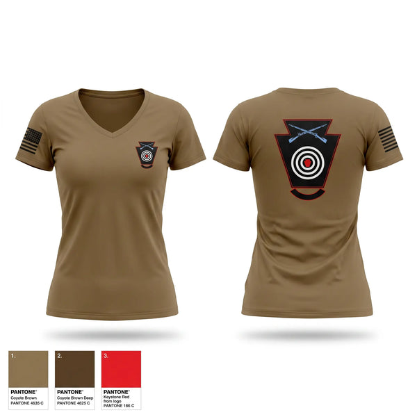 Womens Short Sleeve Vneck Shirt, Marksmanship training unit, National Guard, Teamtime, Team time, sublimation, custom sports apparel, team uniforms, spirit wear, spiritwear, sports uniforms, custom shirts, team store, custom team store, fundraiser sports, apparel fundraiser