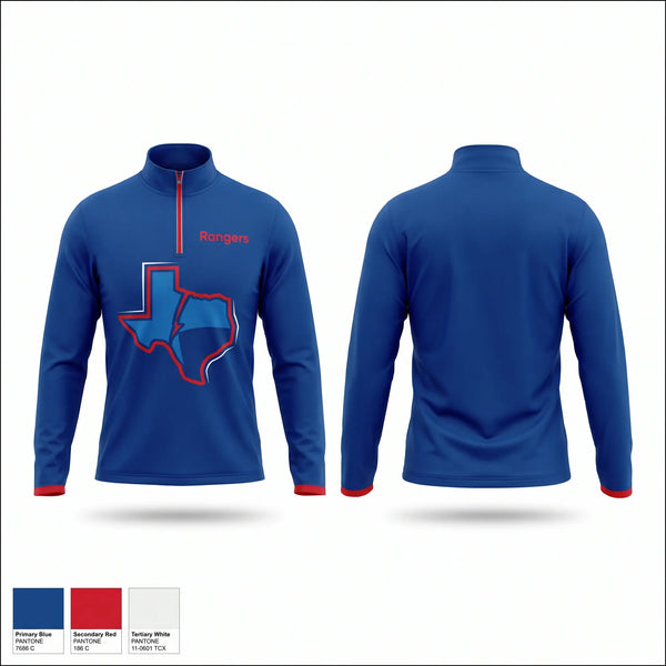 Quarter Zip Jacket, Rangers, Softball, Teamtime, Team time, sublimation, custom sports apparel, team uniforms, spirit wear, spiritwear, sports uniforms, custom shirts, team store, custom team store, fundraiser sports, apparel fundraiser