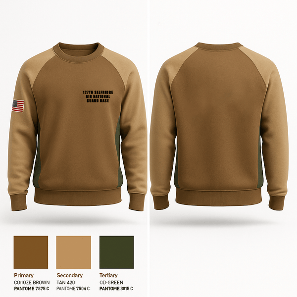 Crew Neck Sweatshirt, 127th Selfridge Air National Guard Base, Air Force, Teamtime, Team time, sublimation, custom sports apparel, team uniforms, spirit wear, spiritwear, sports uniforms, custom shirts, team store, custom team store, fundraiser sports, apparel fundraiser