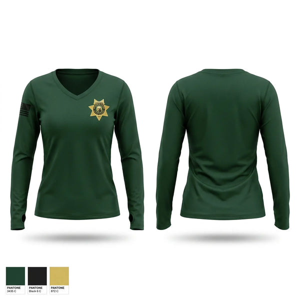 Womens Long Sleeve Vneck Shirt, Clark County Sheriff's Office, Police, Teamtime, Team time, sublimation, custom sports apparel, team uniforms, spirit wear, spiritwear, sports uniforms, custom shirts, team store, custom team store, fundraiser sports, apparel fundraiser