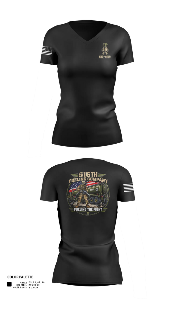 Womens Short Sleeve Vneck Shirt, 616th QM CO, Army, Teamtime, Team time, sublimation, custom sports apparel, team uniforms, spirit wear, spiritwear, sports uniforms, custom shirts, team store, custom team store, fundraiser sports, apparel fundraiser