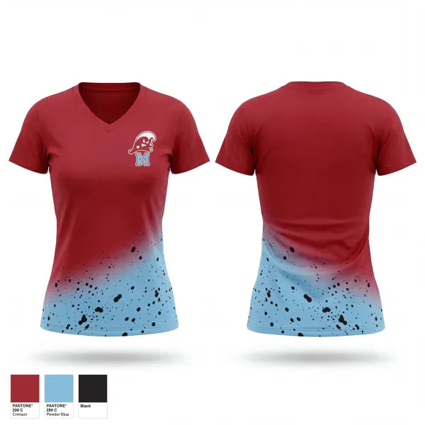 Womens Short Sleeve Vneck Shirt, Minden Crimson Tide, Men's Basketball, Teamtime, Team time, sublimation, custom sports apparel, team uniforms, spirit wear, spiritwear, sports uniforms, custom shirts, team store, custom team store, fundraiser sports, apparel fundraiser