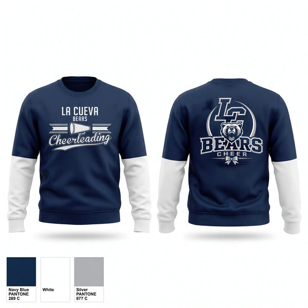 Crew Neck Sweatshirt, La Cueva Bears, Cheer, Teamtime, Team time, sublimation, custom sports apparel, team uniforms, spirit wear, spiritwear, sports uniforms, custom shirts, team store, custom team store, fundraiser sports, apparel fundraiser
