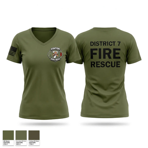 Womens Short Sleeve Vneck Shirt, District 7, Fire Department, Teamtime, Team time, sublimation, custom sports apparel, team uniforms, spirit wear, spiritwear, sports uniforms, custom shirts, team store, custom team store, fundraiser sports, apparel fundraiser