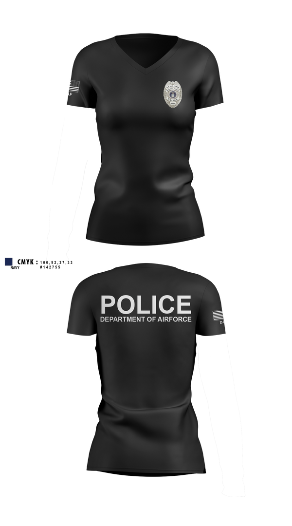 Womens Short Sleeve Vneck Shirt, DEPARTMENT OF AIRFORCE, Police, Teamtime, Team time, sublimation, custom sports apparel, team uniforms, spirit wear, spiritwear, sports uniforms, custom shirts, team store, custom team store, fundraiser sports, apparel fundraiser