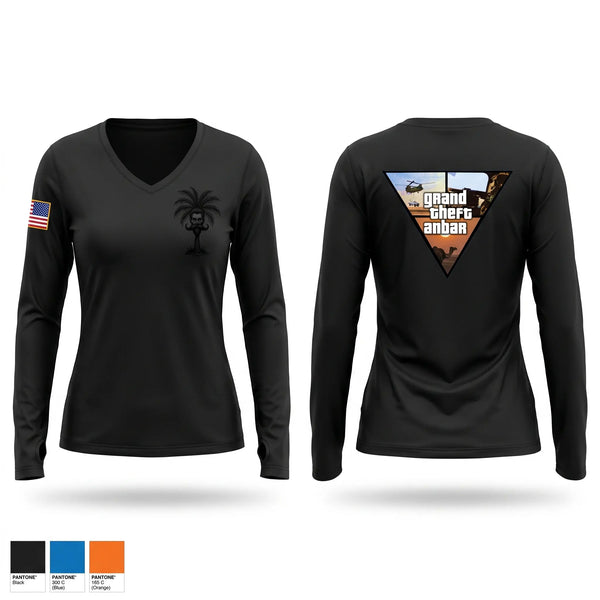 Womens Long Sleeve Vneck Shirt, 3rd, Army, Teamtime, Team time, sublimation, custom sports apparel, team uniforms, spirit wear, spiritwear, sports uniforms, custom shirts, team store, custom team store, fundraiser sports, apparel fundraiser