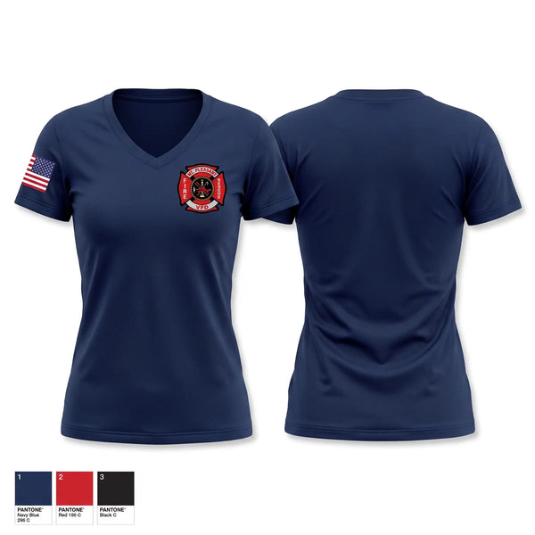 Womens Short Sleeve Vneck Shirt, Mount Pleasant Volunteer Fire, Fire Department, Teamtime, Team time, sublimation, custom sports apparel, team uniforms, spirit wear, spiritwear, sports uniforms, custom shirts, team store, custom team store, fundraiser sports, apparel fundraiser