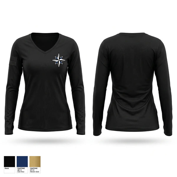 Womens Long Sleeve Vneck Shirt, Gary Job Corps, Police, Teamtime, Team time, sublimation, custom sports apparel, team uniforms, spirit wear, spiritwear, sports uniforms, custom shirts, team store, custom team store, fundraiser sports, apparel fundraiser