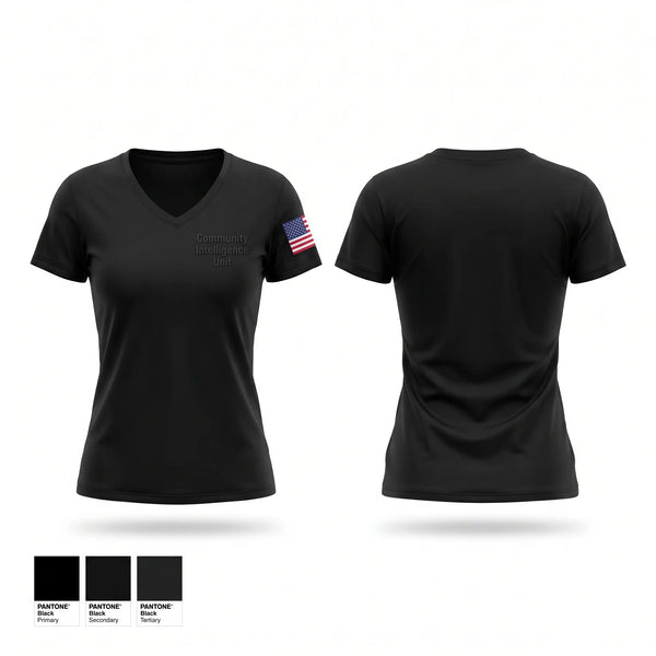 Womens Short Sleeve Vneck Shirt, Community intelligence unit, , Teamtime, Team time, sublimation, custom sports apparel, team uniforms, spirit wear, spiritwear, sports uniforms, custom shirts, team store, custom team store, fundraiser sports, apparel fundraiser