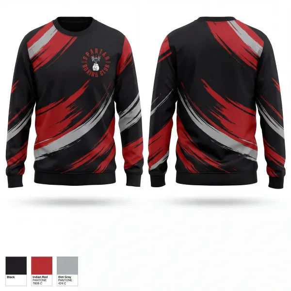 Crew Neck Sweatshirt, Spartan Boxing, Wrestling, Teamtime, Team time, sublimation, custom sports apparel, team uniforms, spirit wear, spiritwear, sports uniforms, custom shirts, team store, custom team store, fundraiser sports, apparel fundraiser