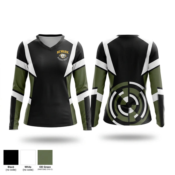 Womens Long Sleeve Vneck Shirt, Newark Memorial High School, Men's Basketball, Teamtime, Team time, sublimation, custom sports apparel, team uniforms, spirit wear, spiritwear, sports uniforms, custom shirts, team store, custom team store, fundraiser sports, apparel fundraiser