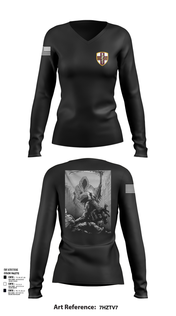 Womens Long Sleeve Vneck Shirt, 7455th MORU, , Teamtime, Team time, sublimation, custom sports apparel, team uniforms, spirit wear, spiritwear, sports uniforms, custom shirts, team store, custom team store, fundraiser sports, apparel fundraiser