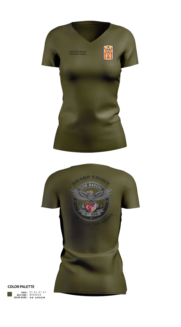 Womens Short Sleeve Vneck Shirt, 11th MDB, Army, Teamtime, Team time, sublimation, custom sports apparel, team uniforms, spirit wear, spiritwear, sports uniforms, custom shirts, team store, custom team store, fundraiser sports, apparel fundraiser