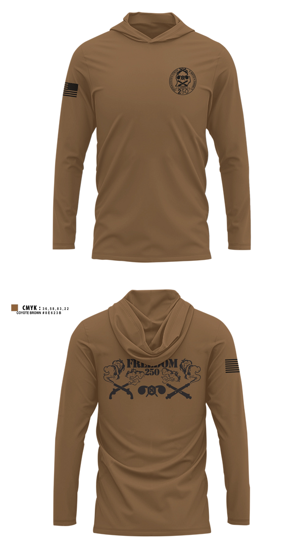 Long Sleeve hooded sunshirt, Team Hellkite, National Guard, Teamtime, Team time, sublimation, custom sports apparel, team uniforms, spirit wear, spiritwear, sports uniforms, custom shirts, team store, custom team store, fundraiser sports, apparel fundraiser
