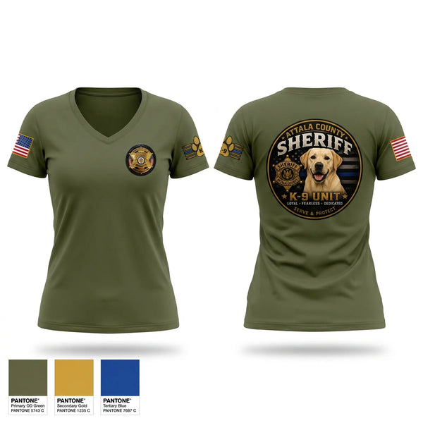 Womens Short Sleeve Vneck Shirt, Attala County Sheriff Dept., Police, Teamtime, Team time, sublimation, custom sports apparel, team uniforms, spirit wear, spiritwear, sports uniforms, custom shirts, team store, custom team store, fundraiser sports, apparel fundraiser