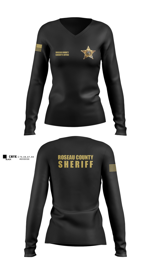 Womens Long Sleeve Vneck Shirt, Roseau County Sheriff’s Office, Police, Teamtime, Team time, sublimation, custom sports apparel, team uniforms, spirit wear, spiritwear, sports uniforms, custom shirts, team store, custom team store, fundraiser sports, apparel fundraiser