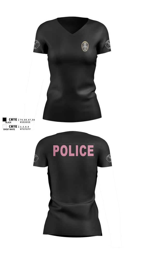 Womens Short Sleeve Vneck Shirt, Farmersville PD, Police, Teamtime, Team time, sublimation, custom sports apparel, team uniforms, spirit wear, spiritwear, sports uniforms, custom shirts, team store, custom team store, fundraiser sports, apparel fundraiser