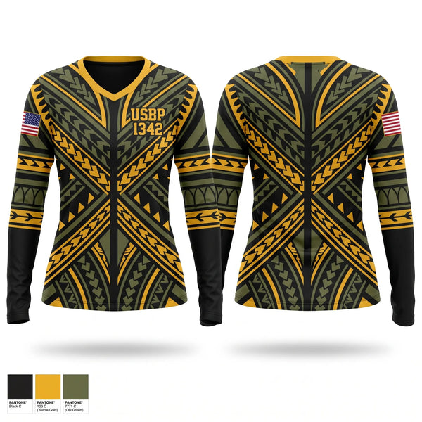 Womens Long Sleeve Vneck Shirt, USBP 1342, Police, Teamtime, Team time, sublimation, custom sports apparel, team uniforms, spirit wear, spiritwear, sports uniforms, custom shirts, team store, custom team store, fundraiser sports, apparel fundraiser