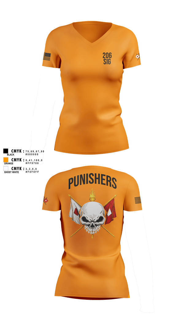 Womens Short Sleeve Vneck Shirt, 206th Signal Company, Army, Teamtime, Team time, sublimation, custom sports apparel, team uniforms, spirit wear, spiritwear, sports uniforms, custom shirts, team store, custom team store, fundraiser sports, apparel fundraiser