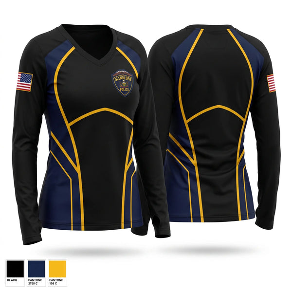 Womens Long Sleeve Vneck Shirt, Glenolden Police, Police, Teamtime, Team time, sublimation, custom sports apparel, team uniforms, spirit wear, spiritwear, sports uniforms, custom shirts, team store, custom team store, fundraiser sports, apparel fundraiser