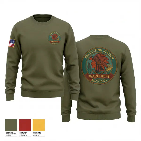 Crew Neck Sweatshirt, Recruiting Station Michigan, Marines, Teamtime, Team time, sublimation, custom sports apparel, team uniforms, spirit wear, spiritwear, sports uniforms, custom shirts, team store, custom team store, fundraiser sports, apparel fundraiser