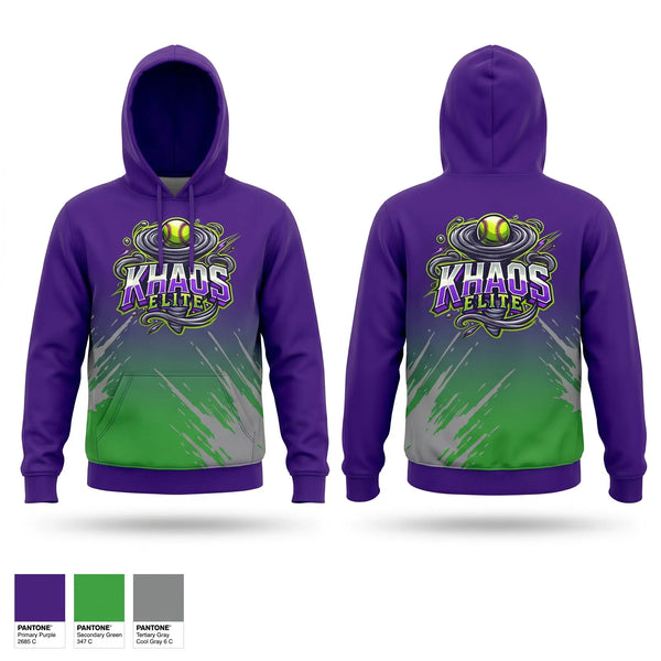 Hoodie, Khaos Elite, Softball, Teamtime, Team time, sublimation, custom sports apparel, team uniforms, spirit wear, spiritwear, sports uniforms, custom shirts, team store, custom team store, fundraiser sports, apparel fundraiser