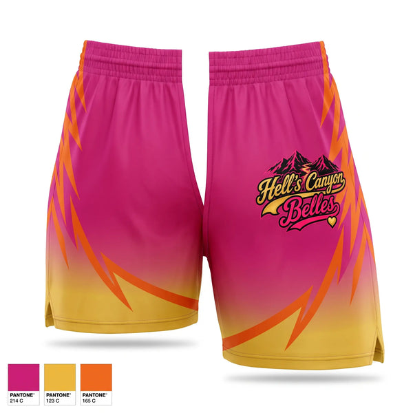 Womens Shorts, Hells Canyon Belles, Softball, Teamtime, Team time, sublimation, custom sports apparel, team uniforms, spirit wear, spiritwear, sports uniforms, custom shirts, team store, custom team store, fundraiser sports, apparel fundraiser