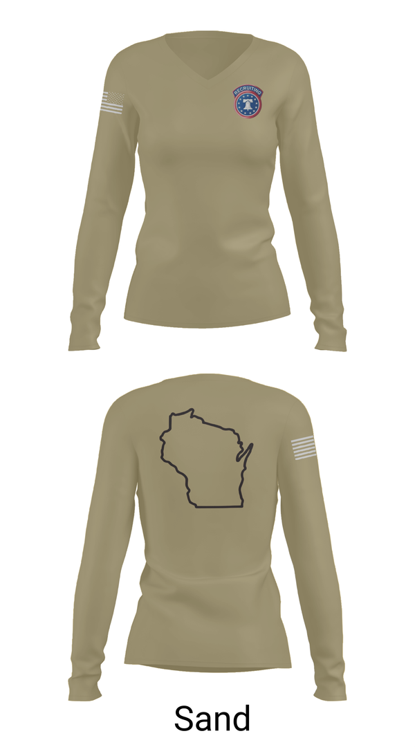 Womens Long Sleeve Vneck Shirt, Waukesha recruiting station, Army, Teamtime, Team time, sublimation, custom sports apparel, team uniforms, spirit wear, spiritwear, sports uniforms, custom shirts, team store, custom team store, fundraiser sports, apparel fundraiser