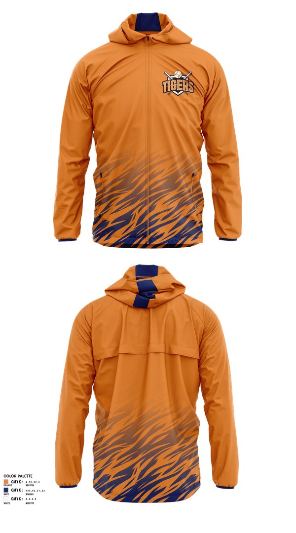 Windbreaker, Malone Tigers, Baseball, Teamtime, Team time, sublimation, custom sports apparel, team uniforms, spirit wear, spiritwear, sports uniforms, custom shirts, team store, custom team store, fundraiser sports, apparel fundraiser
