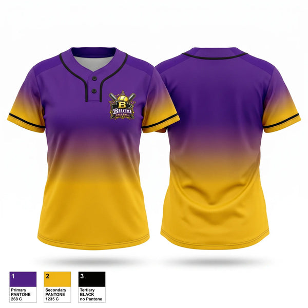 Two Button Softball Jersey, Biloxi, Softball, Teamtime, Team time, sublimation, custom sports apparel, team uniforms, spirit wear, spiritwear, sports uniforms, custom shirts, team store, custom team store, fundraiser sports, apparel fundraiser
