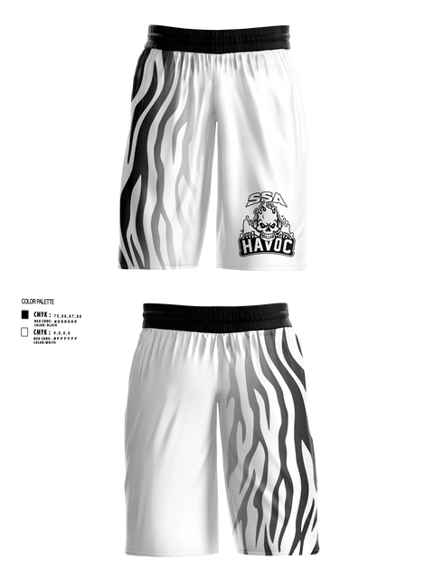 Mens Basketball Shorts, SSA Havoc, Men's Basketball, Teamtime, Team time, sublimation, custom sports apparel, team uniforms, spirit wear, spiritwear, sports uniforms, custom shirts, team store, custom team store, fundraiser sports, apparel fundraiser