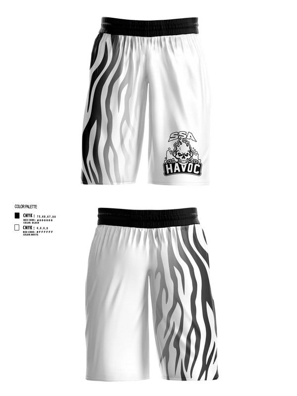 Mens Basketball Shorts, SSA Havoc, Men's Basketball, Teamtime, Team time, sublimation, custom sports apparel, team uniforms, spirit wear, spiritwear, sports uniforms, custom shirts, team store, custom team store, fundraiser sports, apparel fundraiser