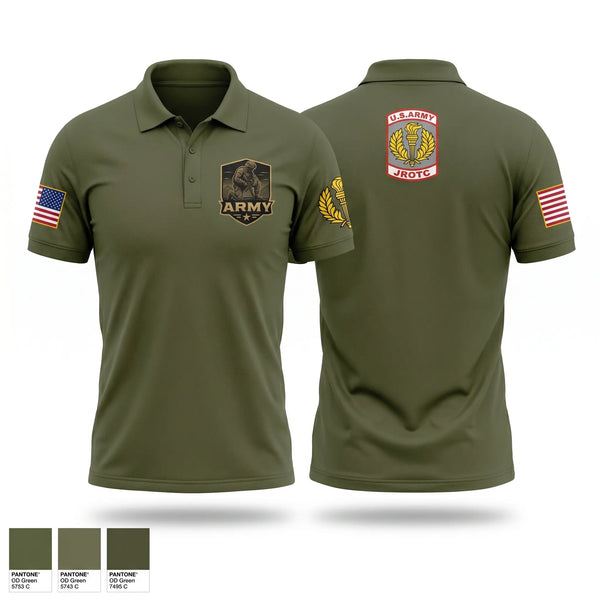 Short Sleeve Performance Polo, US Army JROTC Robotics, Army, Teamtime, Team time, sublimation, custom sports apparel, team uniforms, spirit wear, spiritwear, sports uniforms, custom shirts, team store, custom team store, fundraiser sports, apparel fundraiser