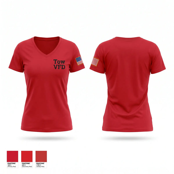Womens Short Sleeve Vneck Shirt, Tow VFD, Fire Department, Teamtime, Team time, sublimation, custom sports apparel, team uniforms, spirit wear, spiritwear, sports uniforms, custom shirts, team store, custom team store, fundraiser sports, apparel fundraiser