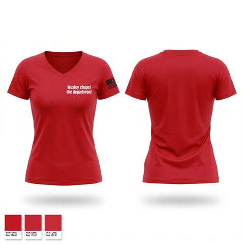 Womens Short Sleeve Vneck Shirt, Wesley chapel fire department, Fire Department, Teamtime, Team time, sublimation, custom sports apparel, team uniforms, spirit wear, spiritwear, sports uniforms, custom shirts, team store, custom team store, fundraiser sports, apparel fundraiser