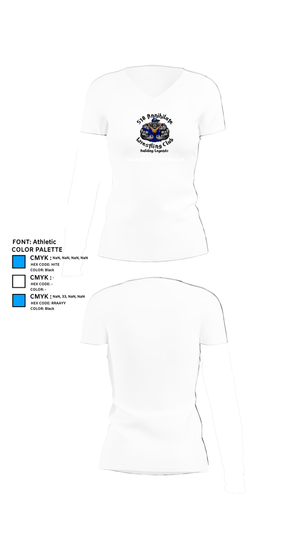 Womens Short Sleeve Vneck Shirt, 518 Annihilate Wrestling Club, Wrestling, Teamtime, Team time, sublimation, custom sports apparel, team uniforms, spirit wear, spiritwear, sports uniforms, custom shirts, team store, custom team store, fundraiser sports, apparel fundraiser