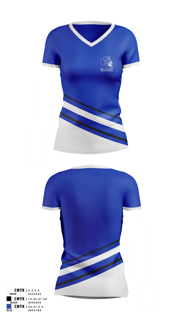 Womens Short Sleeve Vneck Shirt, Wayne Community High School Band, Spirit Store, Teamtime, Team time, sublimation, custom sports apparel, team uniforms, spirit wear, spiritwear, sports uniforms, custom shirts, team store, custom team store, fundraiser sports, apparel fundraiser