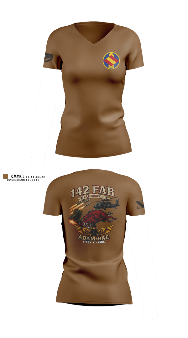 Womens Short Sleeve Vneck Shirt, 142nd, Army, Teamtime, Team time, sublimation, custom sports apparel, team uniforms, spirit wear, spiritwear, sports uniforms, custom shirts, team store, custom team store, fundraiser sports, apparel fundraiser